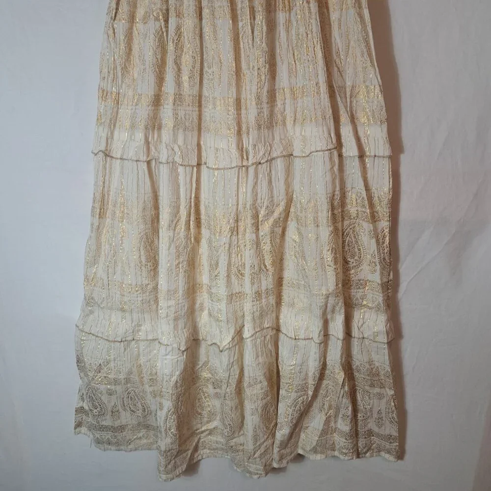 Anthropologie Cream and Gold Maxi Dress - Picture 7 of 16